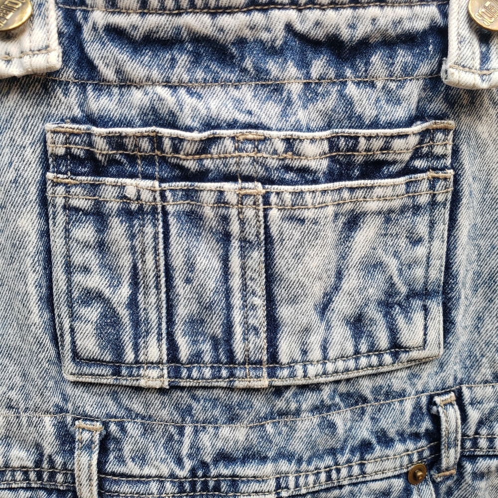 VINTAGE Girls Squeeze Bleached/Acid Washed Jean Overall Dress- M - Picture 4 of 14